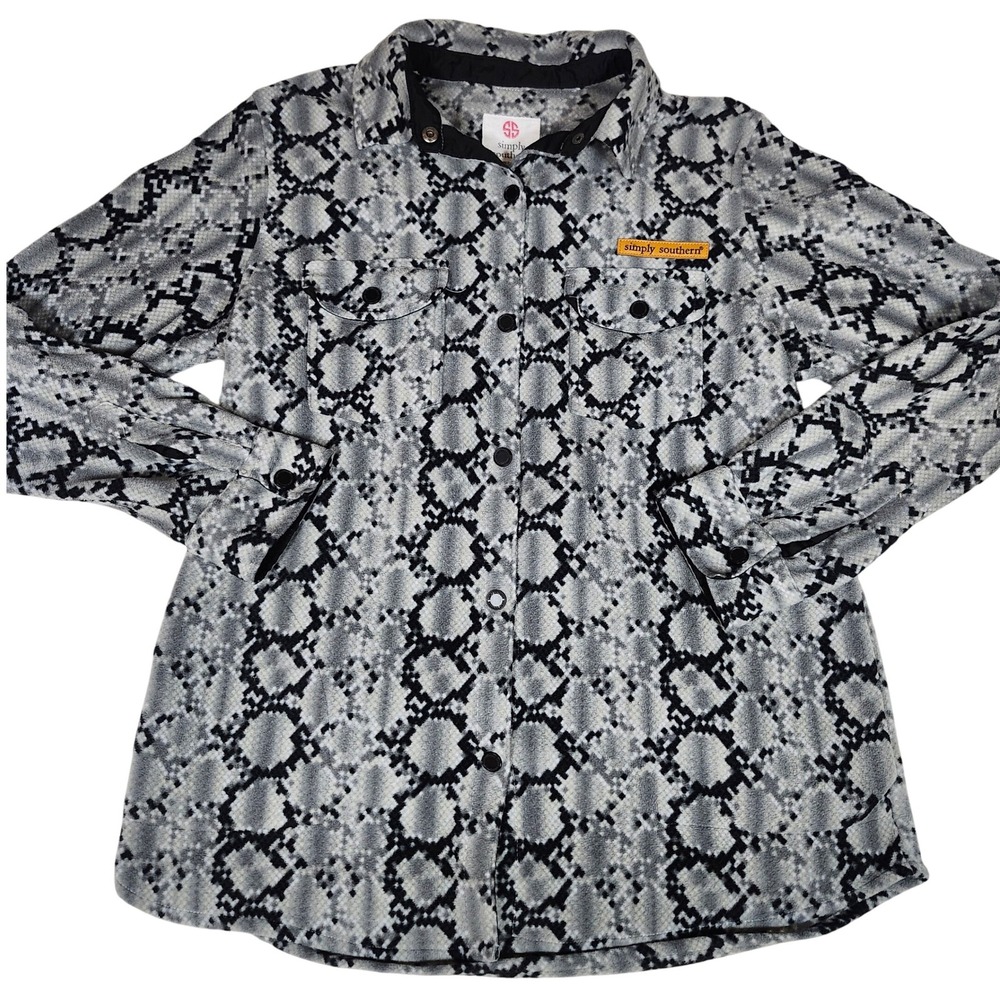 Simply Southern Snakeskin Print Button Front‎ Shacket Jacket Women's Size S